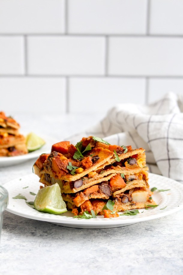 Vegan Enchilada Lasagna | catchingseeds.com