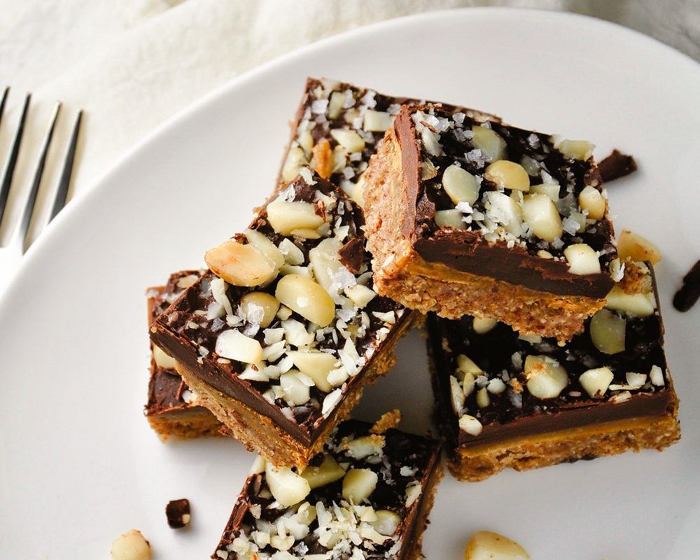 No Bake Salted Caramel Bars Recipe (Paleo, Plant-Based & Low-Sugar) | godairyfree.org