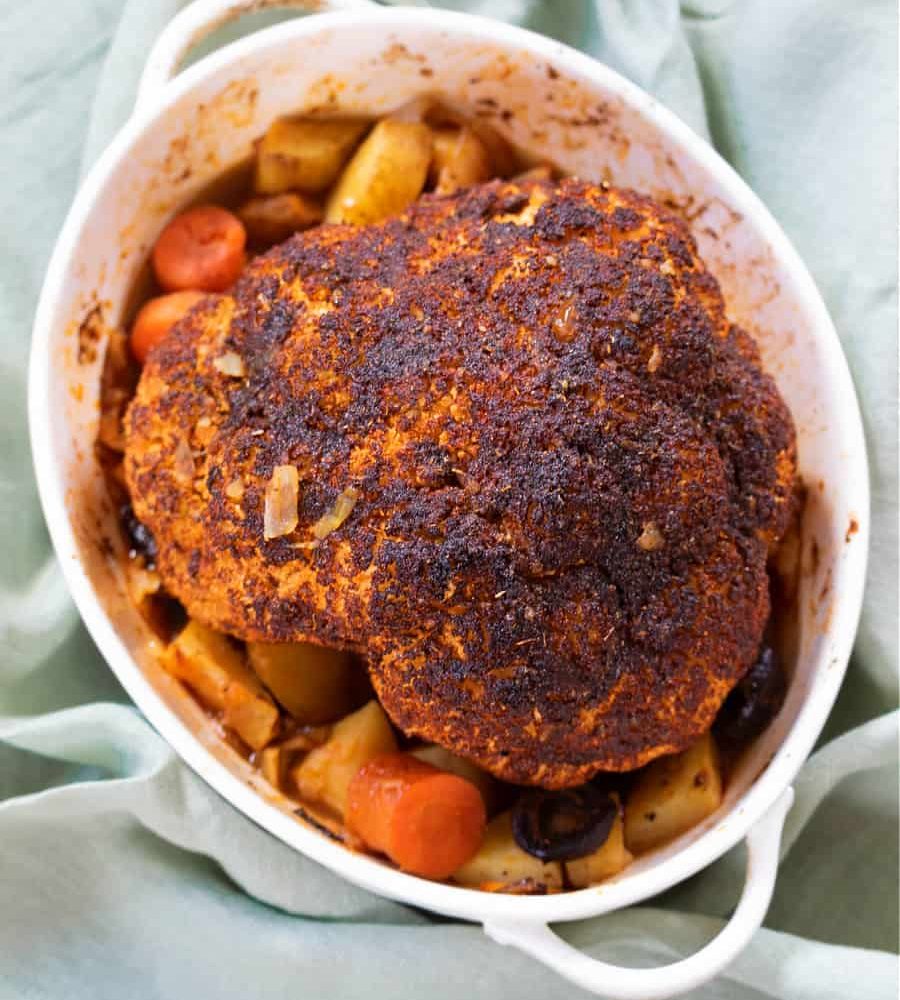 Spicy vegan cauliflower roast rabbit and wolves the plant food company