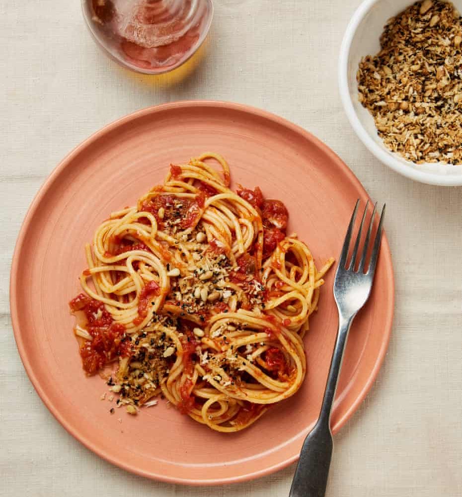 Meera Sodha’s vegan recipe for kimchi and tomato spaghetti with sesame breadcrumbs | theguardian. com